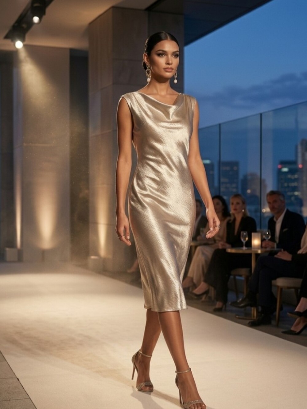 BR Metallic Silver Sheath Dress